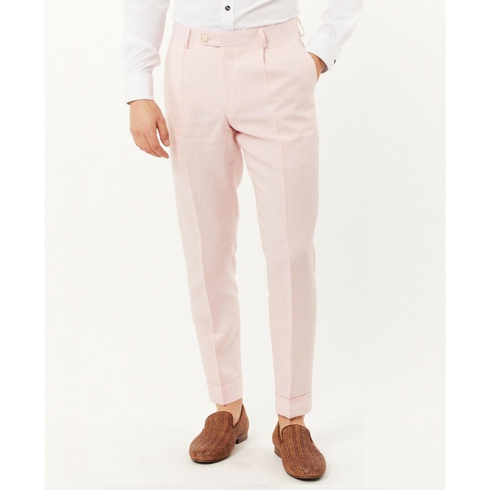 Tallia Delave Linen Slim Fit Cropped Pant